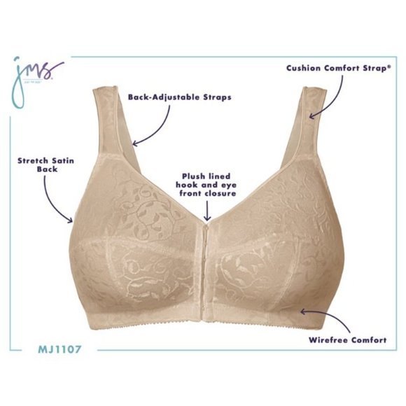 Just My Size Front Close Wire-Free Bra Nude Beige Sz 40DD - Picture 5 of 7